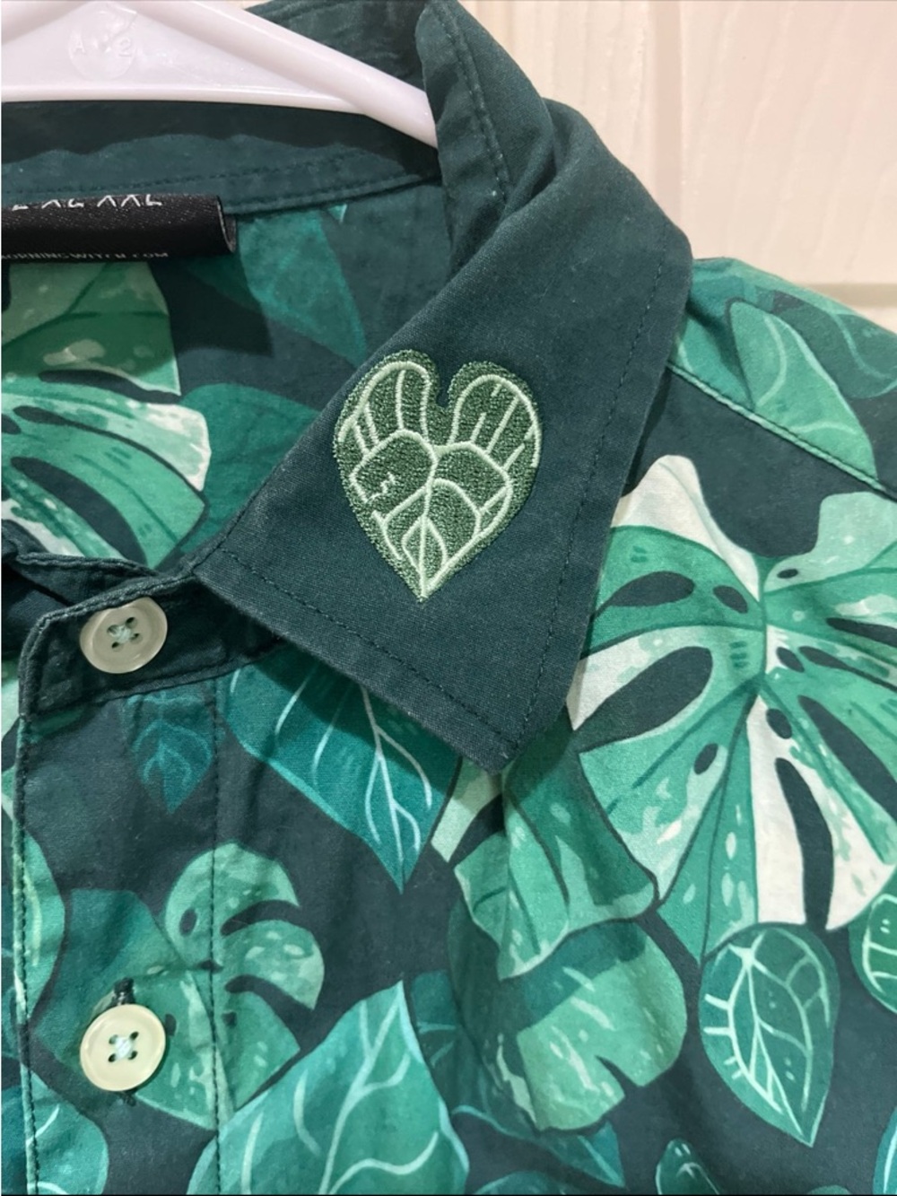 Morning Witch Dark Jungle Monstera Embroidered Button Down Shirt Mens Womens - Picture 4 of 8